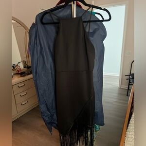 Strappy black fringe dress